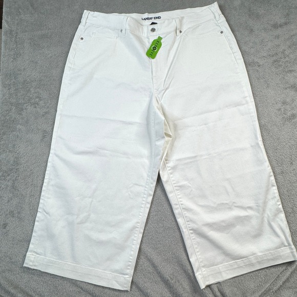 Lands' End Pants - NWOT Lands' End Crop Pants Women 22W White Wide Leg Denim Repreve